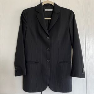 Vintage Emporio Armani 1973 70s Wool Made in Italy Black Pinstripe Suit Jacket
